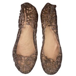 LOVE SED Jellies Size 38 Gold and Pink Glitter like new condition 7.5-8 US